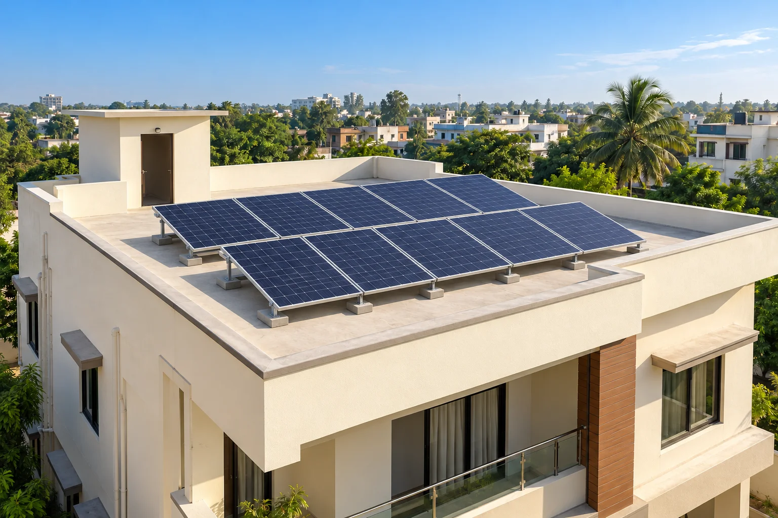 Rooftop after solar panel installation
